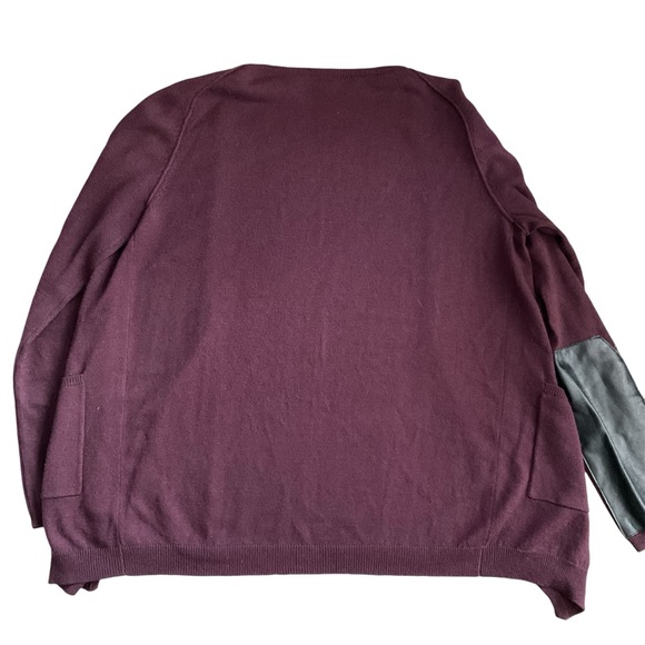 Maje Daminute Cardigan Leather Elbow Patch Long Sleeve Wool Silk Womens Sz 2/M - Picture 3 of 7